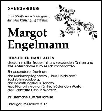 Traueranzeigen Von Margot Engelmann Trauer Anzeigen De