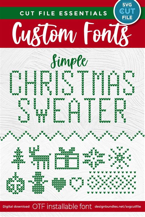 Christmas Sweater font, Ugly sweater font with stitched OTF (910683 ...