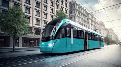 Premium AI Image | Electric tram in the city