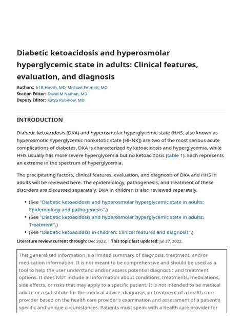 Diabetic Ketoacidosis And Hyperosmolar Hyperglycemic State In Adults