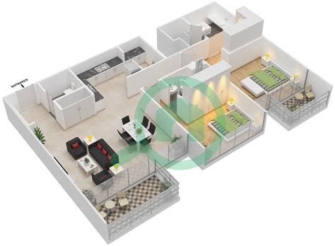 Floor Plans For Type B Bedroom Apartments In Al Muneera Townhouses