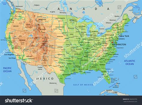 Physical Map Of The United States | Mary W Tinsley