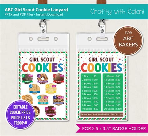 Girl Scout Cookie 2023 Lanyard Abc Cookie Lanyard Abc Cookie Etsy