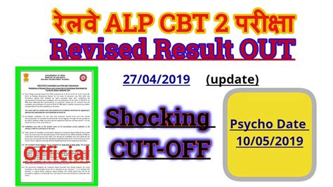 RRB ALP CBT 2 Revise result घषत Check OFFICIAL ALP Revised