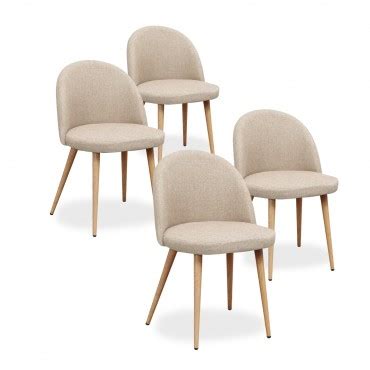 Lot De Chaises Scandinaves Cecilia Velours Beige Pieds Or