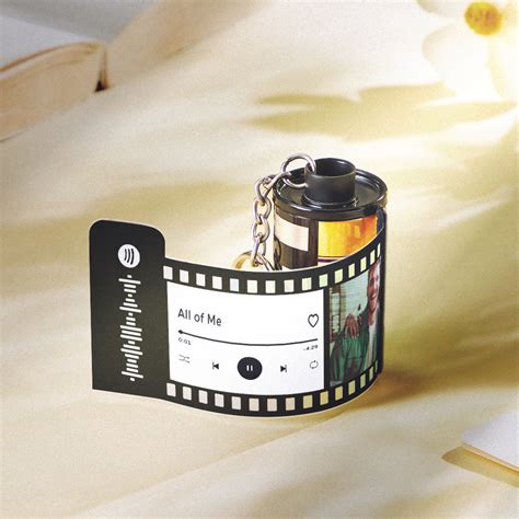 Spotify With Text Camera Roll Keychain Custom Photo Film Roll Keychain