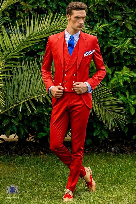 Traje A Medida Rojo De Algod N Mario Moreno Moyano Hipster Mens