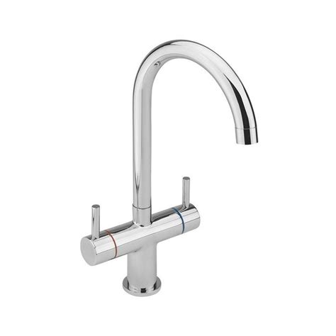 Twin Lever Handle U Spout Monobloc Kitchen Sink Mixer Chrome Kitchen