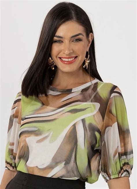 Blusa Tule Verde Donna Peck