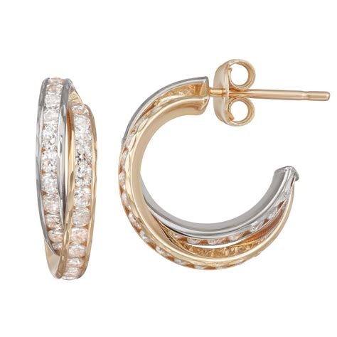 Forever 14k Gold Cubic Zirconia Hoop Earrings Cubic Gold Earrings Hoop Cubic Zirconia