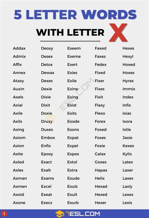 5 Letter Words With X 300 Words In English • 7esl