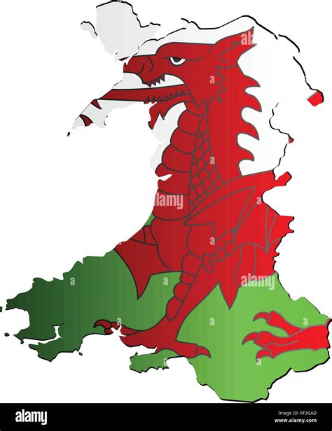 Wales Map With Flag Inside Illustration Abstract Map Of Wales Stock