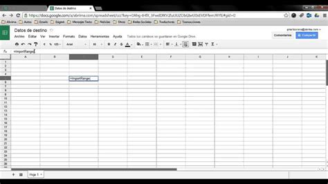 Importar Rangos De Celdas De Una Hoja De Calculo Externa En Google
