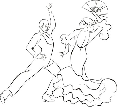 Hombre Y Mujer Bailando Flamenco Vector Premium