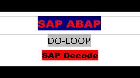 Do Loop Loop Statements Sap Abap Youtube