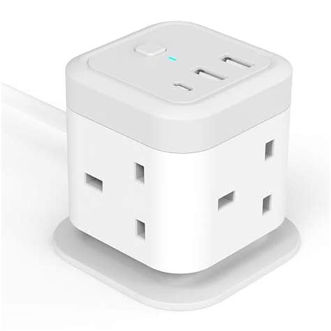 Cube Extension Lead With Usb Slots Way Multi Plug With Usb