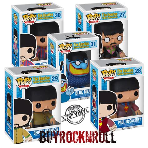 Funko POP Rocks VINYL 5 Figures Set: Beatles & Blue Meanie Yellow ...