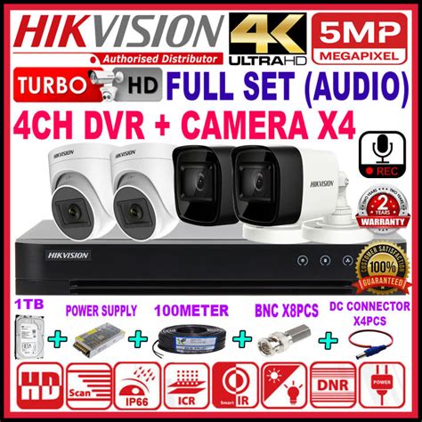 HIK HIKVISION 5 0MP 4CH AUDIO FULL PACKAGE SET WITH MIC 5MP FULL HD DVR