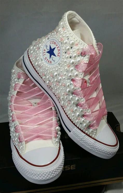 Nupcial Boda Converse Converse Bling And Perlas Custom Bedazzled Shoes