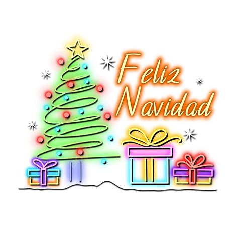 Efecto De Luz De Neón De Feliz Navidad En Español PNG ,dibujos Navidad ...