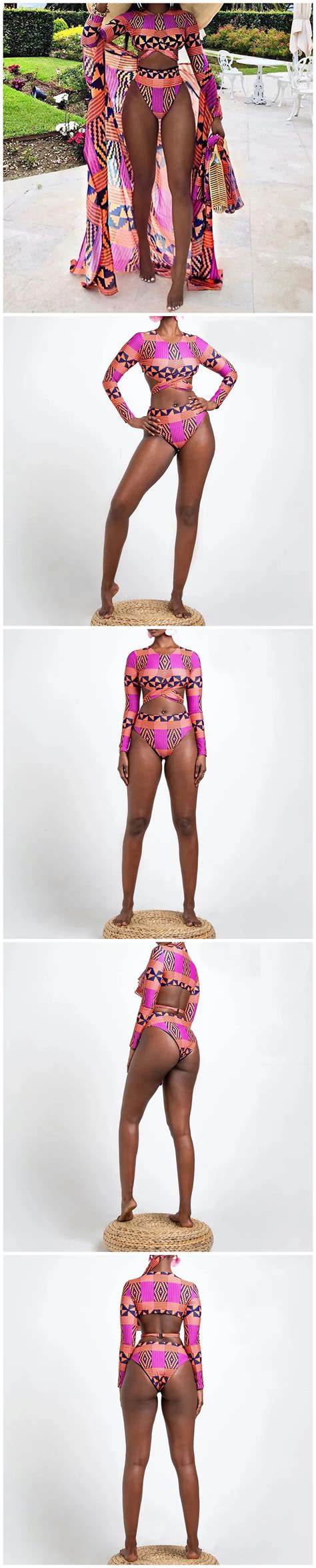 Custom Print African Bikini Swimwear Plus Size Bathing Suites And Cover Ups And 3 Piece Swimsuit