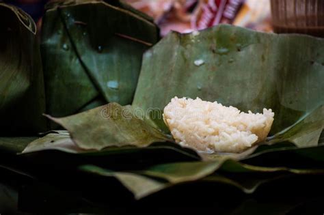 Indonesia Traditional Food Tape Ketan Served With Banana Leaf Is Ready