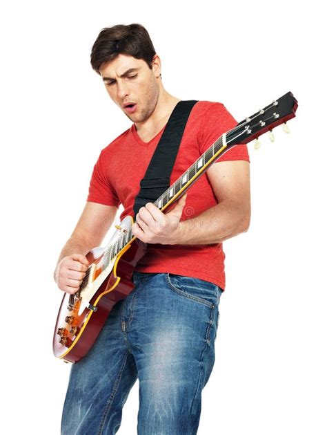 Guitarist Man Plays On The Electric Guitar Stock Image Image Of Song