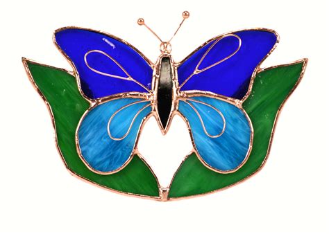 Blue Butterfly Stained Glass Suncatcher