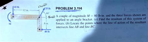 SOLVED In Problem 3 114 A Couple Of Magnitude M 80 Lb In F And The