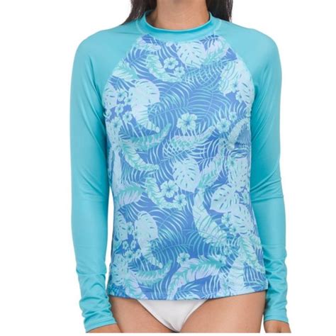 Cabana Life Swim Cabana Life Upf 5 Aqua Tropical Rashguard Swim Top