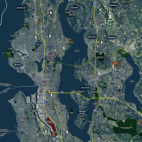 Seattle - Aerial Wall Mural - Landiscor Real Estate Mapping