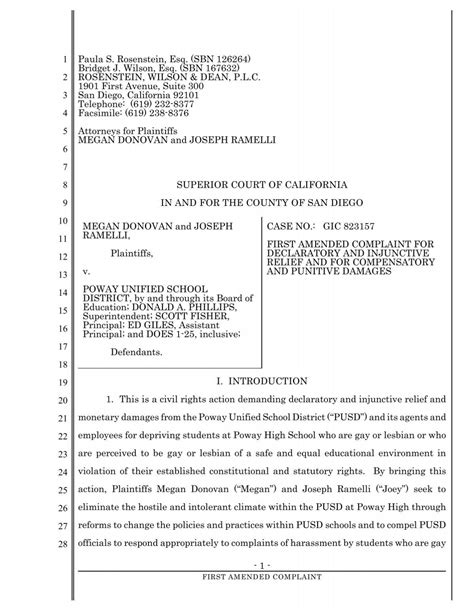 First Amended Complaint For Declaratory And Injunctive Relief And