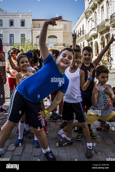 Havana Cuba Dec 08 2016 A Vertical Shot Of Happy Cuban Elementary