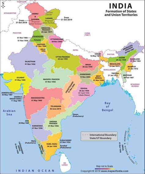 Updated Indian Map As Of States Union Territories