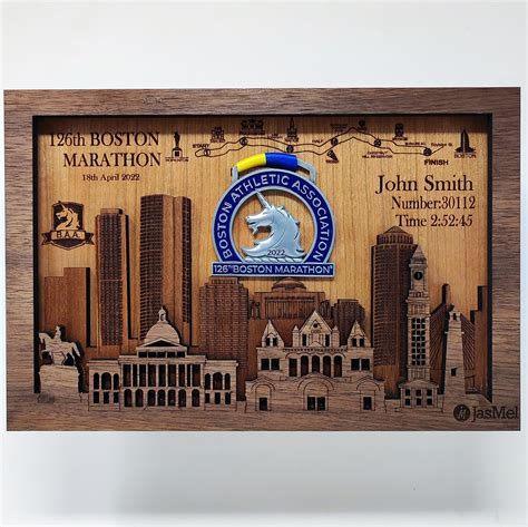 2022 Boston Marathon Medal Display Holder Personalised Etsy