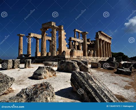 Aphaia Temple at Aegina stock image. Image of famous - 136497473