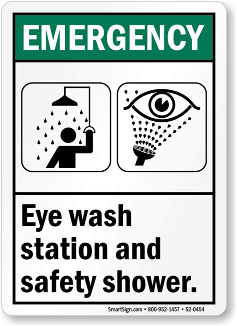 Emergency Eye Wash Station And Safety Shower Sign