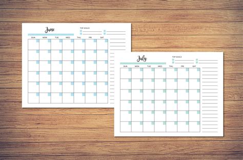 Blank Monthly Calendar Page Template INSTANT DOWNLOAD - Etsy