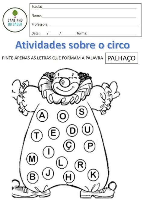 40 atividades para o dia do circo para educação infantil e 1º ano