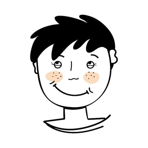 La cara de un niño con pecas al estilo garabato Vector Premium