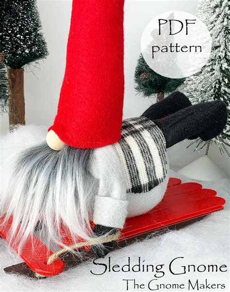 Sledding Gnome Pdf Sewing Pattern Nisse Tomte Patterns Gnome Etsy