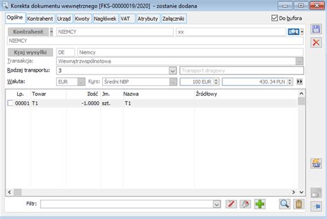 XL023 Korekta nabycia wewnątrzwspólnotowego Baza wiedzy Comarch ERP XL