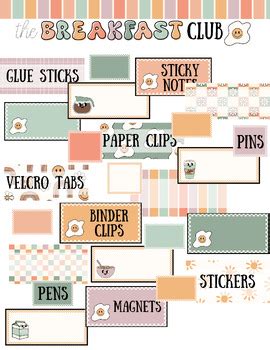 The Breakfast Club Teacher Toolkit Labels Editable Tpt