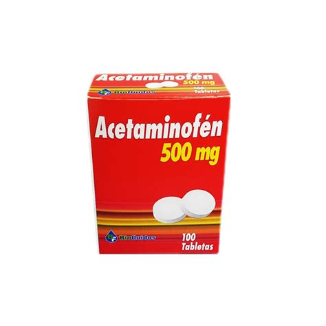 Acetaminofén 500 mg 100 tabletas Distribuidora La Gran Farmacia