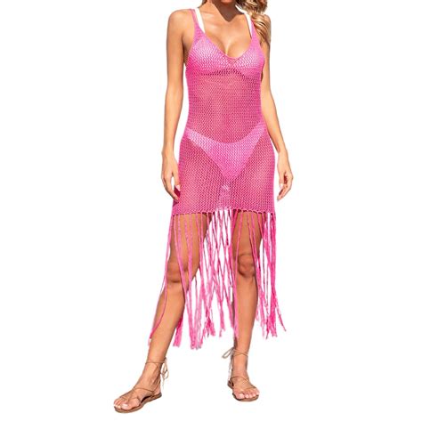 Anineo Women Swimwear Bikini Fringe Beach Tops Hollow Knit Classic