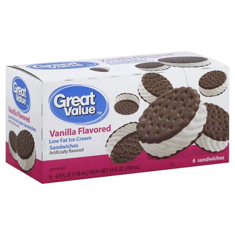 Great Value Better For You Vanilla Ice Cream Sandwich 42 Oz 12 Pack