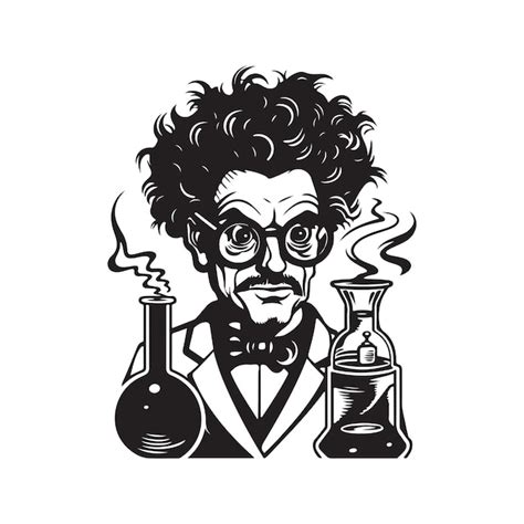 Premium Vector Mad Scientist Vintage Logo Concept Black And White