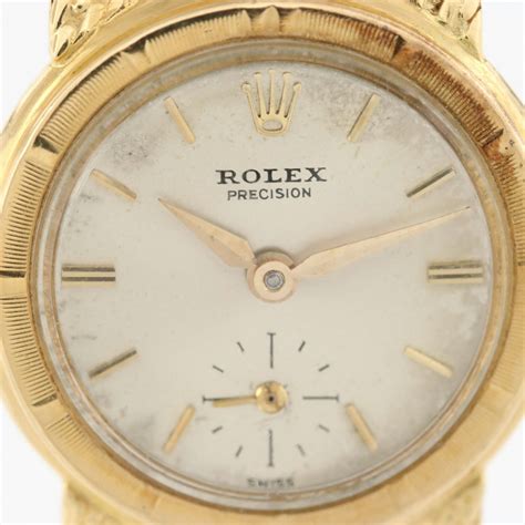 1950 Rolex Precision 18k Gold Stem Wind Model 8823 Watch Everything