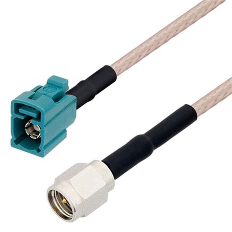 Water Blue Fakra Jack To Sma Male Cable Assembly Using Rg Coax