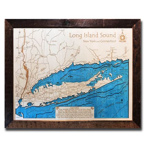 3D Long Island Sound Wood Map Laser-etched Nautical Wood - Etsy